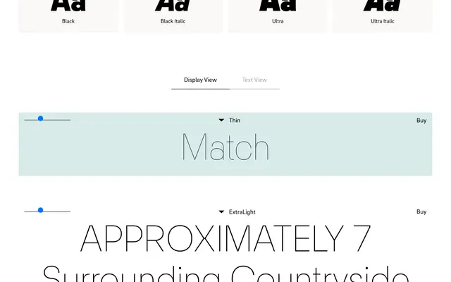 Match specimen from HvD Fonts