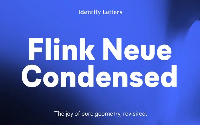 Flink Neue Condensed specimen from Identity Letters