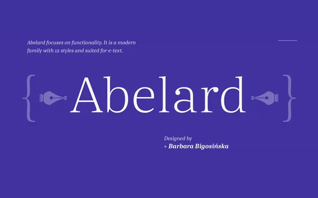 Abelard specimen from Indian Type Foundry