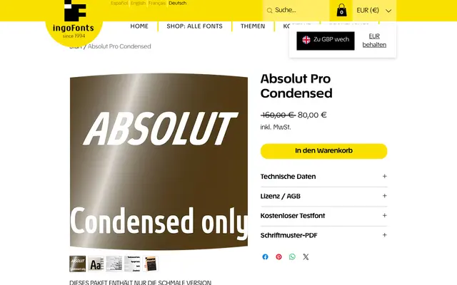 Absolut Pro Condensed specimen from IngoFonts