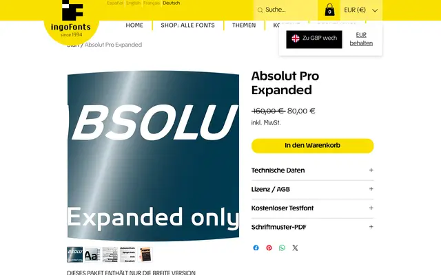 Absolut Pro Expanded specimen from IngoFonts