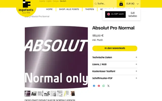 Absolut Pro Normal specimen from IngoFonts
