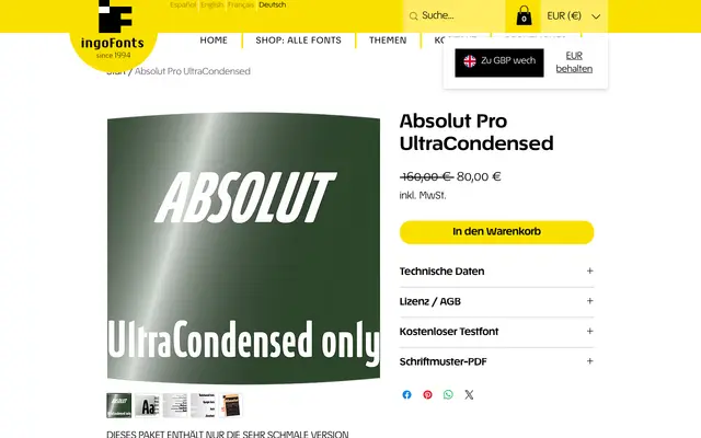 Absolut Pro UltraCondensed specimen from IngoFonts