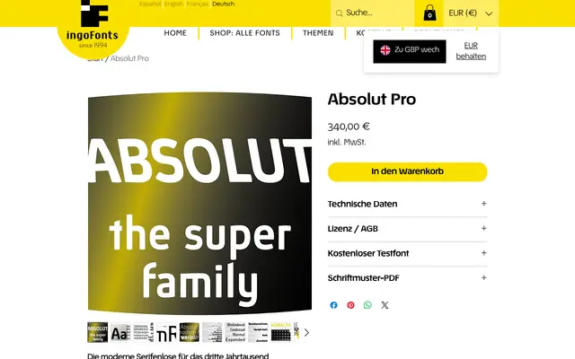 Absolut Pro specimen from IngoFonts