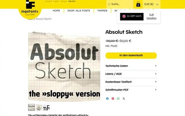 Absolut Sketch specimen from IngoFonts
