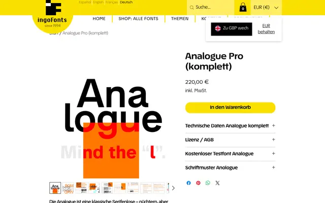 Analogue Pro specimen from IngoFonts