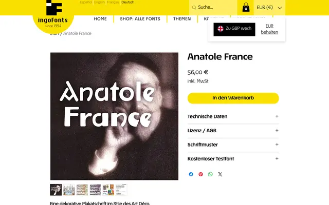Anatole France specimen from IngoFonts