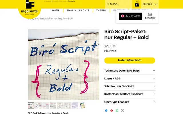 Biró Script-Paket: nur Regular + Bold specimen from IngoFonts