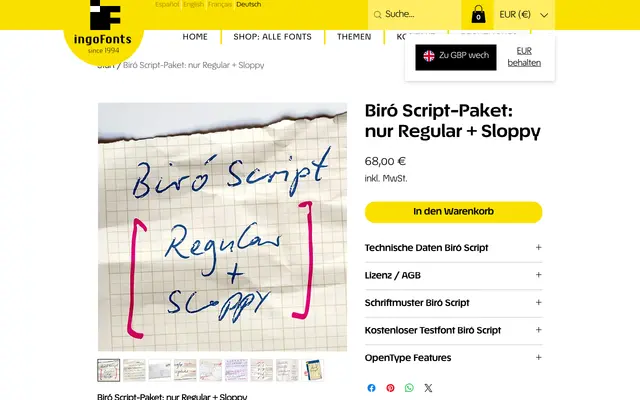 Biró Script-Paket: nur Regular + Sloppy specimen from IngoFonts