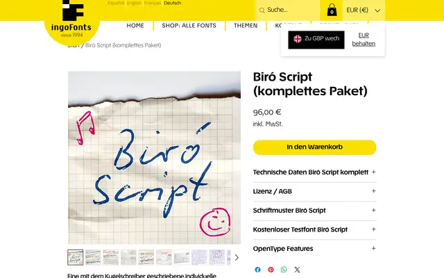 Biró Script specimen from IngoFonts
