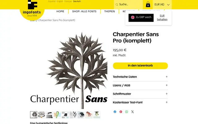 Charpentier Sans Pro specimen from IngoFonts