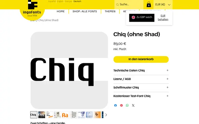 Chiq specimen from IngoFonts