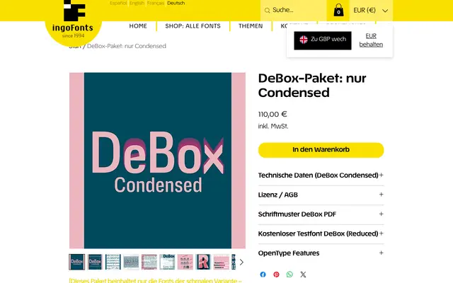 DeBox Condensed specimen from IngoFonts