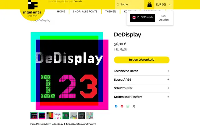 DeDisplay specimen from IngoFonts