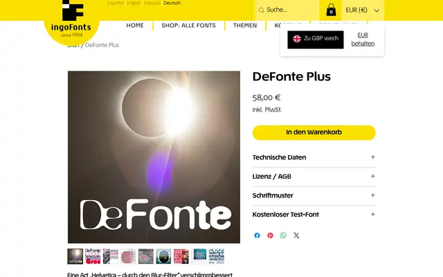 DeFonte Plus specimen from IngoFonts