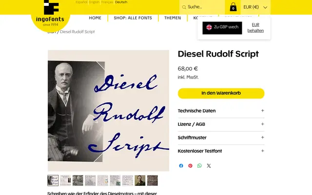 Diesel Rudolf Script specimen from IngoFonts