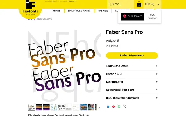 Faber Sans Pro specimen from IngoFonts