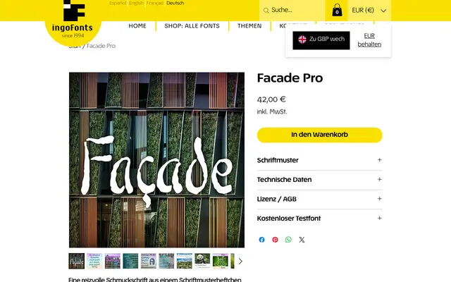 Facade Pro specimen from IngoFonts