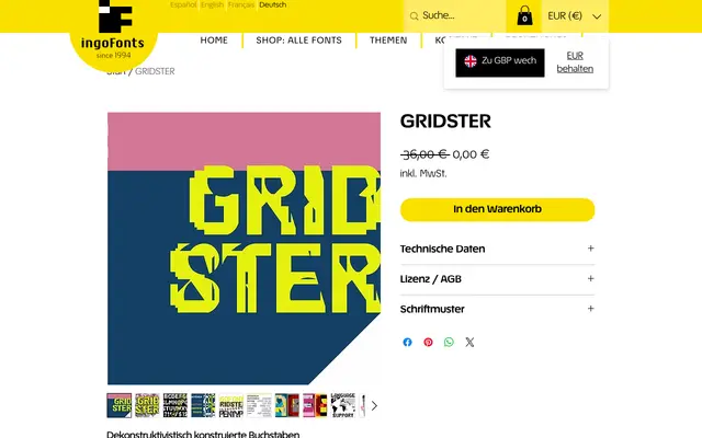 Gridster specimen from IngoFonts