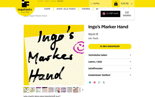 Ingo's Marker Hand specimen from IngoFonts