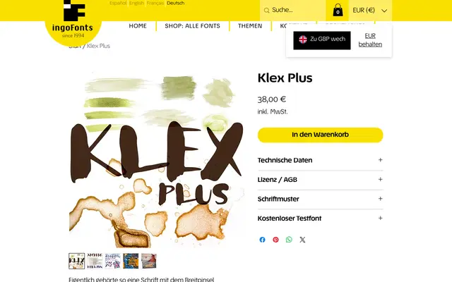 Klex Plus specimen from IngoFonts