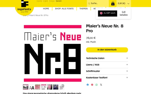 Maier's Neue Nr. 8 specimen from IngoFonts