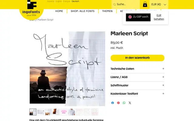Marleen Script specimen from IngoFonts