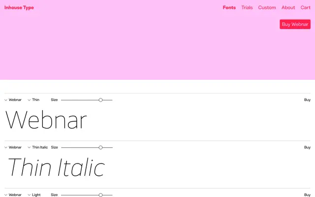 Webnar specimen from Inhouse Type