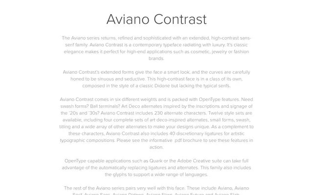 Aviano Contrast specimen from Insignedesign