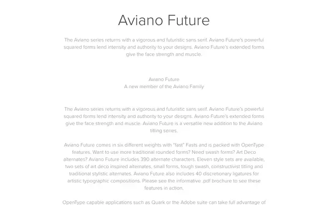Aviano Future specimen from Insignedesign
