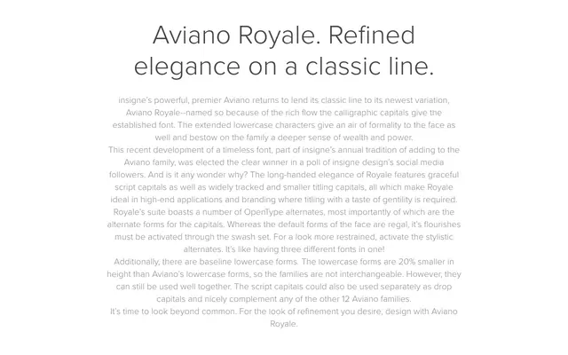 Aviano Royale specimen from Insignedesign