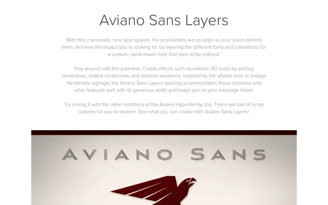 Aviano Sans Layers specimen from Insignedesign
