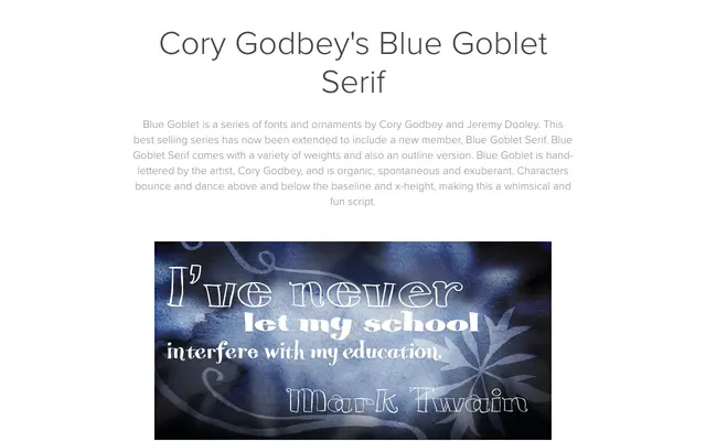 Blue Goblet Serif specimen from Insignedesign