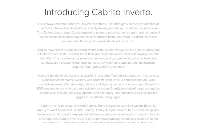 Cabrito Inverto specimen from Insignedesign