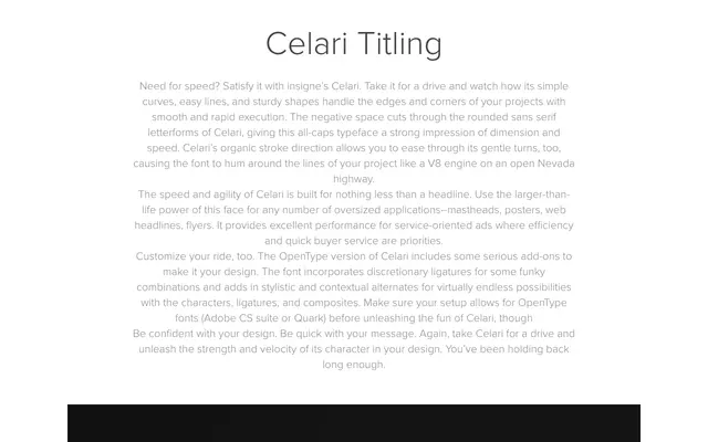 Celari Titling specimen from Insignedesign