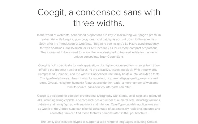 Coegit specimen from Insignedesign