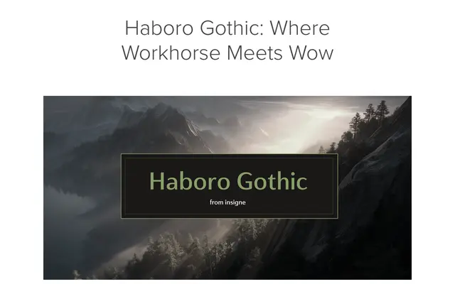 Haboro Gothic specimen from Insignedesign