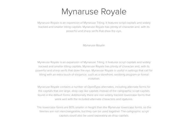 Mynaruse Royale specimen from Insignedesign