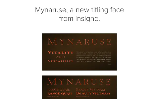 Mynaruse specimen from Insignedesign