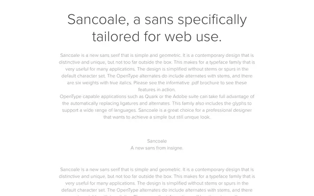 Sancoale specimen from Insignedesign
