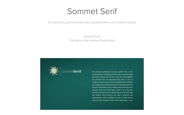 Sommet Serif specimen from Insignedesign
