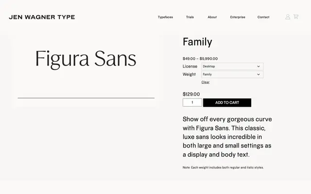 Figura Sans specimen from Jen Wagner Co.