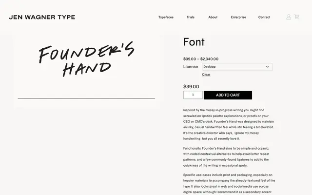 Founder's Hand specimen from Jen Wagner Co.