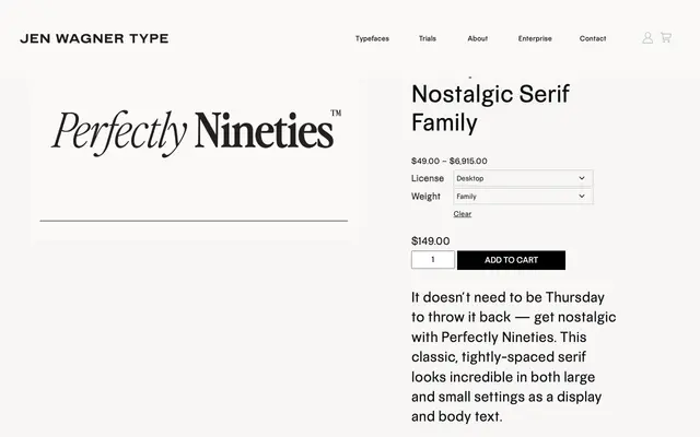 Perfectly Nineties Family specimen from Jen Wagner Co.