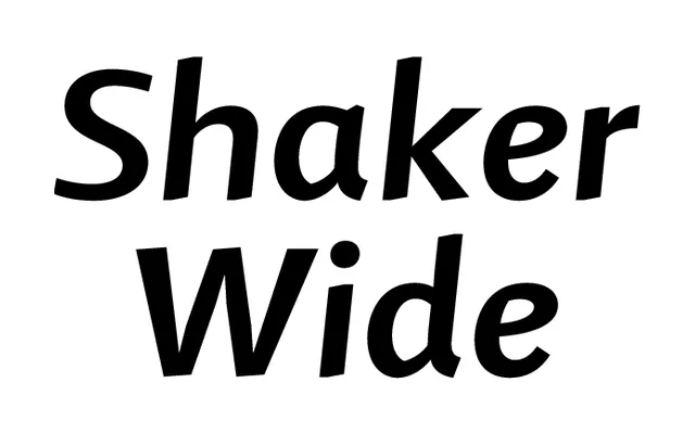 Shaker Wide specimen from Jeremy Tankard Typography