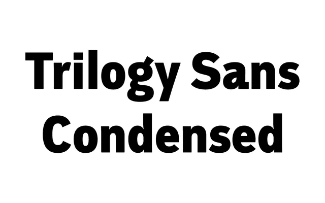 Trilogy Sans Condensed specimen from Jeremy Tankard Typography