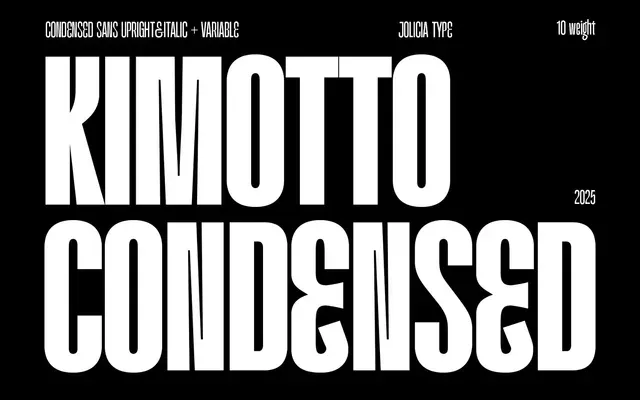 Kimotto Condensed specimen from Jolicia Type