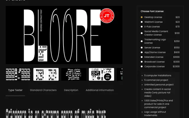 JT Bloore specimen from Joliciatype