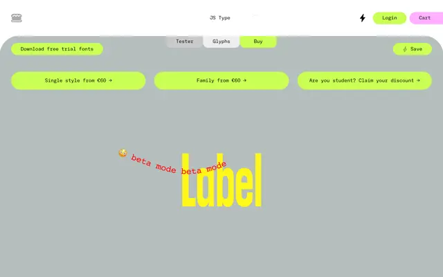 Label specimen from JS Type