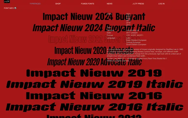 JL Impact Nieuw specimen from Jung-Lee Type Foundry